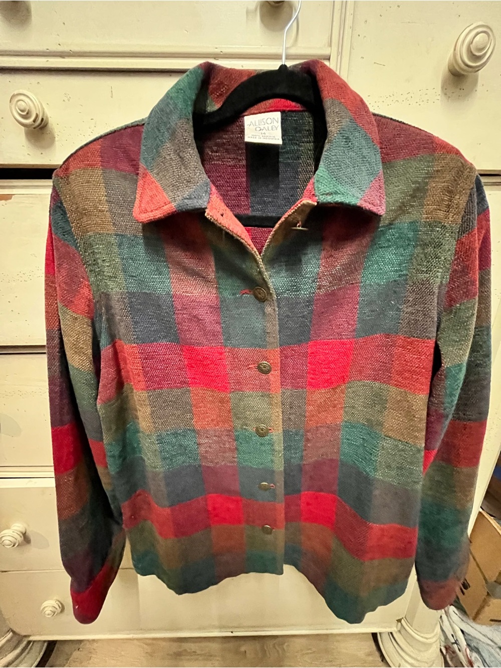 Allison Daley Multicolor Plaid Button-Front Jacket — Red, Green, Blue, Brown